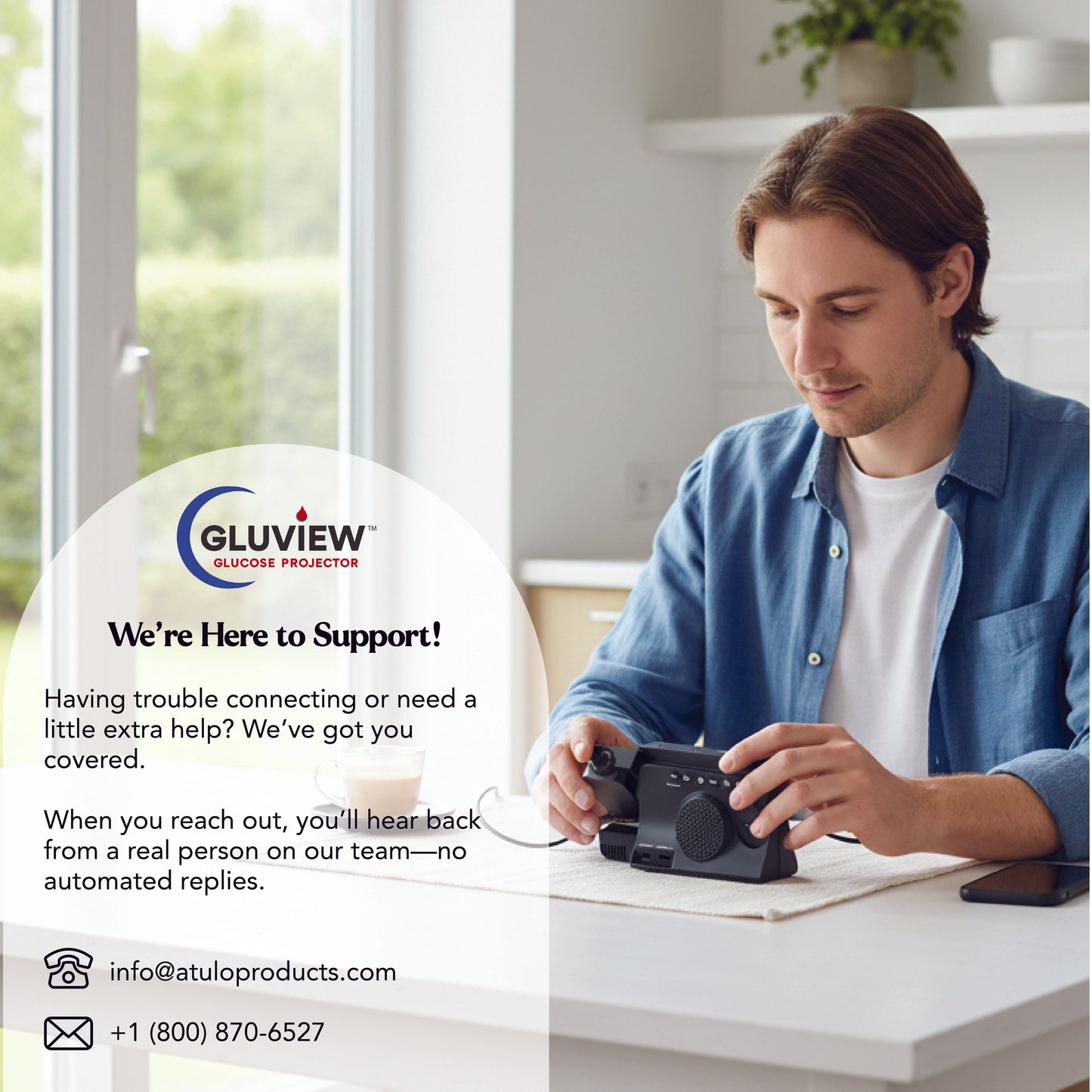Proyector de reloj de glucosa Gluview